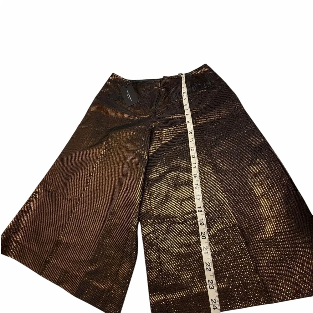 NWT Atos Lombardini Metallic Brown Wide-Leg Bermuda Women’s Shorts Sz 40 - Picture 13 of 15